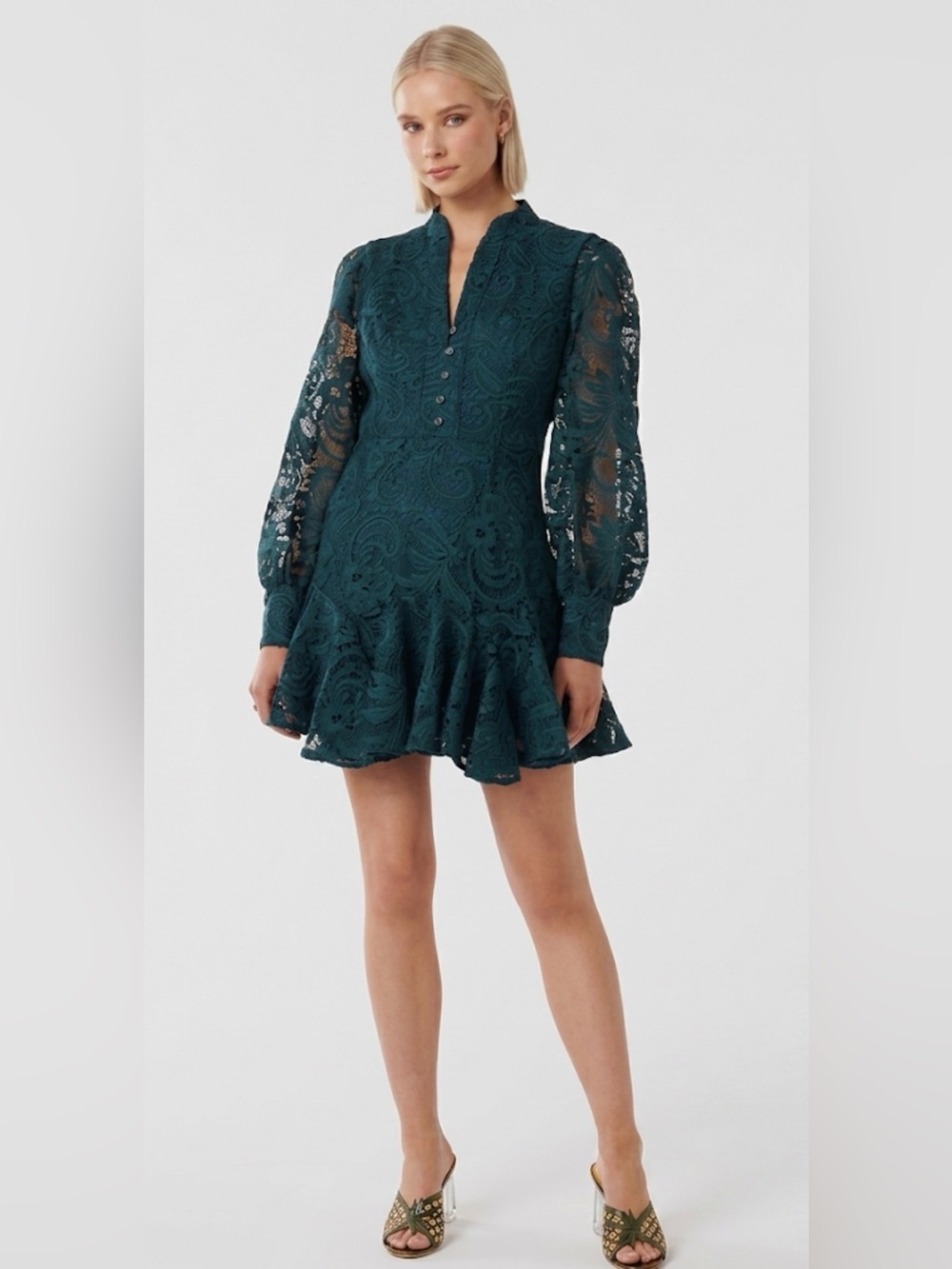 NWT Ever New Iris Lace Mini Dress | Ocean Green | Size 8